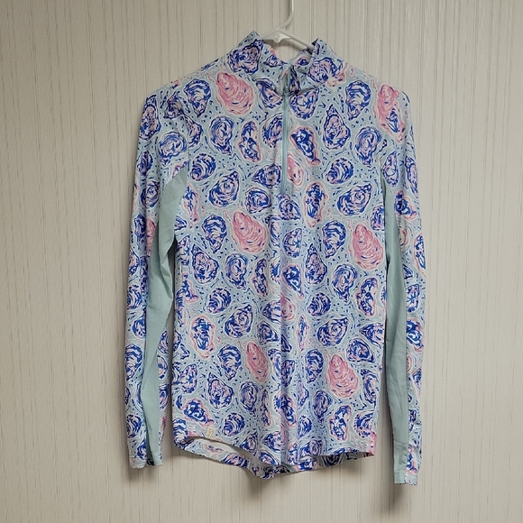 Simply Southern Peyton 1/4 Zip Pink Blue Women's Top. Sz Small Athleisure - Picture 2 of 6